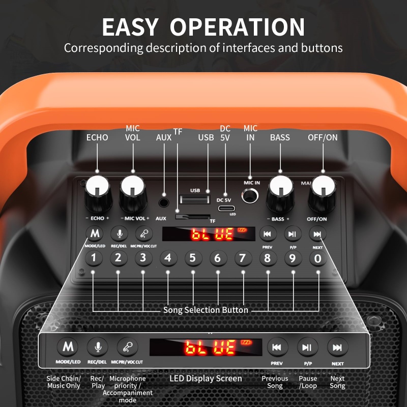 Karaoke Machine With 2 Wireless Microphones And RGB Color Lights,Karaoke... 12