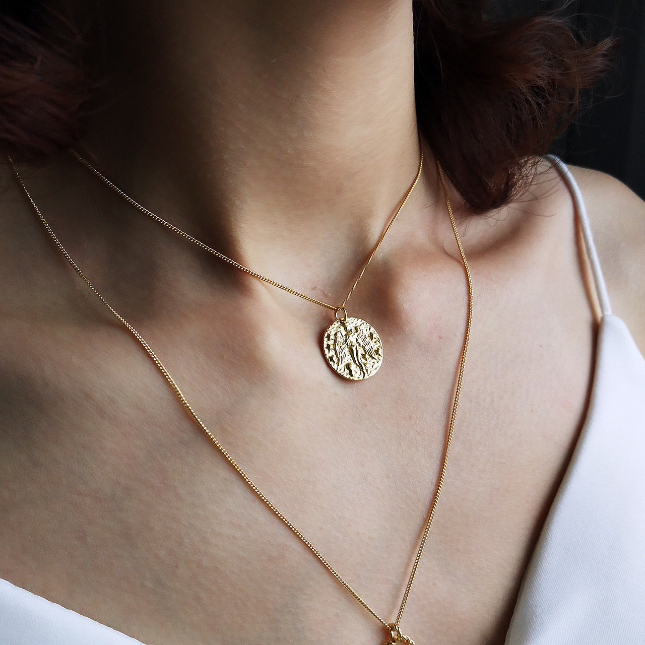 925 Sterling Silver Embossed Dream Baroque Constellation Necklace