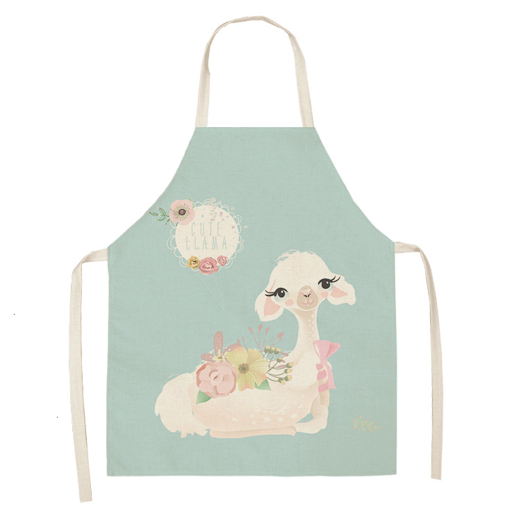 Title 2, Alpaca Cartoon Cotton Linen Apron Sleeveless An...