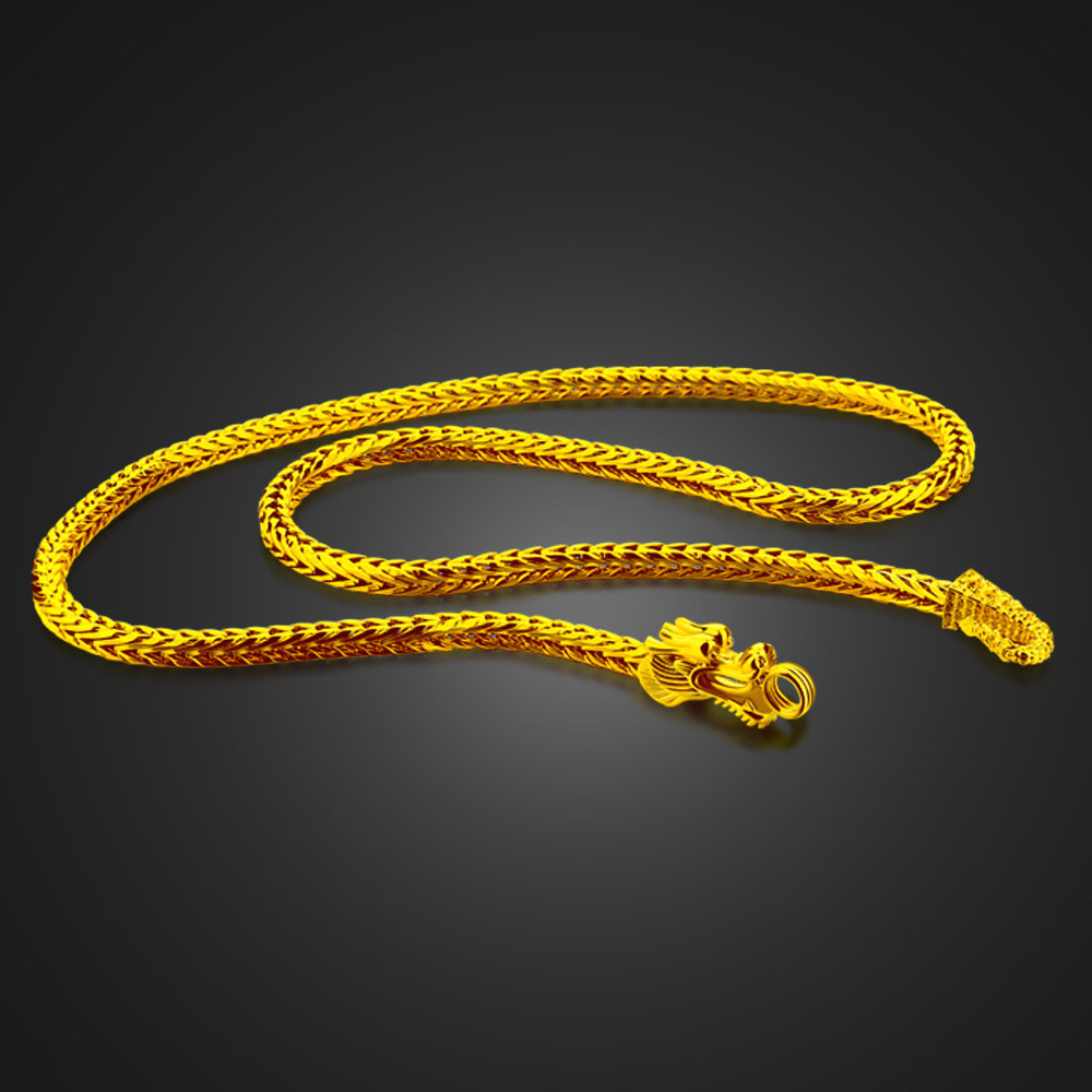 Fashion Domineering Men's Dragon Necklace  Sand Gold Plated Thick