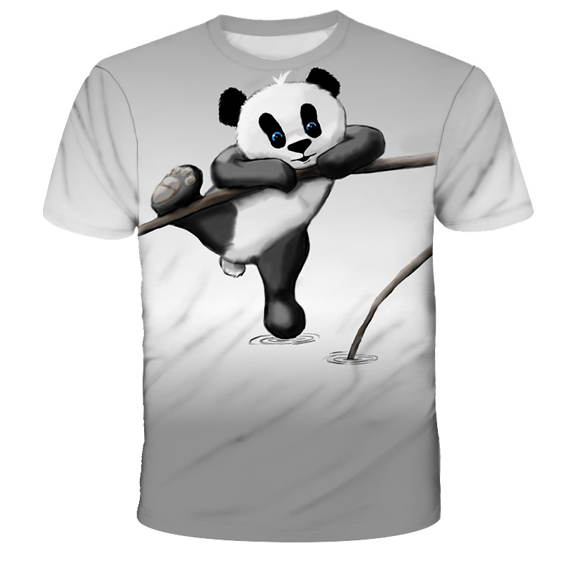 Title 4, Trendiges Rundhals-Kurzarmshirt der Panda-Serie...