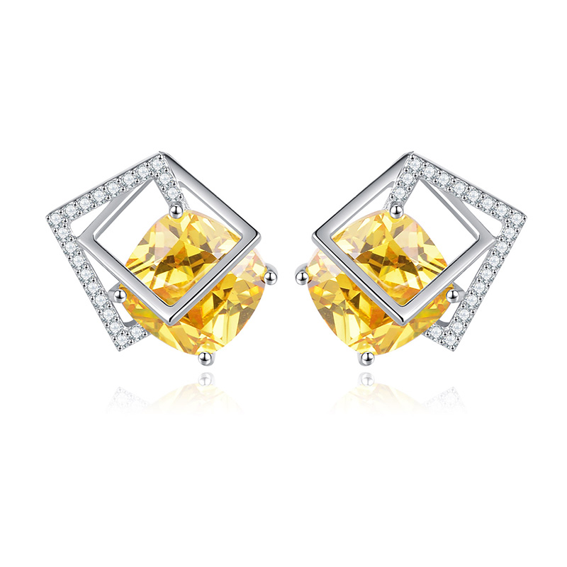 Vintage Luxury Champagne Gold Square Earrings
