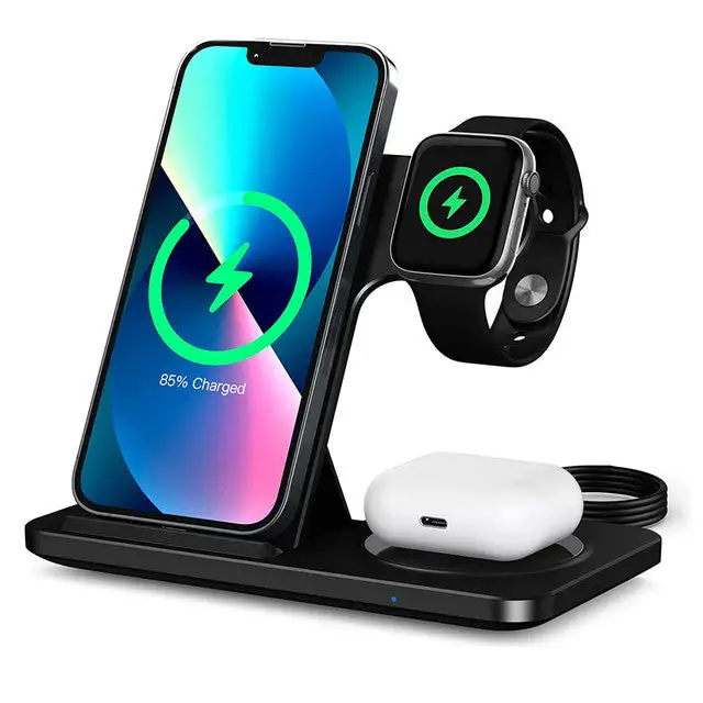 Three In One Dual Coil Wireless Charger Black - Shop at LoveMi