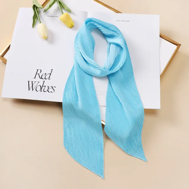 Color Blocking Small Ribbon Scarf Women's Pleated Hair Band Yz109 10X130Cm - Shop at LoveMi