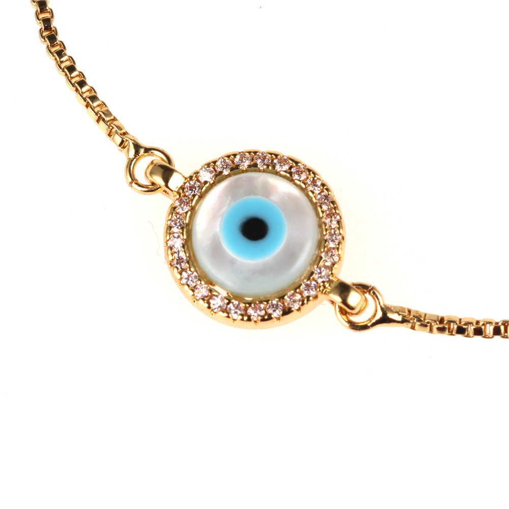 Micro-studded Shell And Zircon Bracelet
