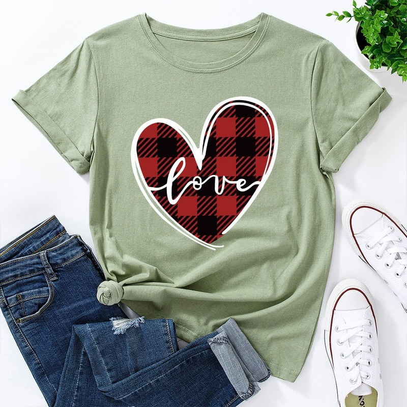 Title 8, Love Print Loose Round Neck Short Sleeve T-shir...