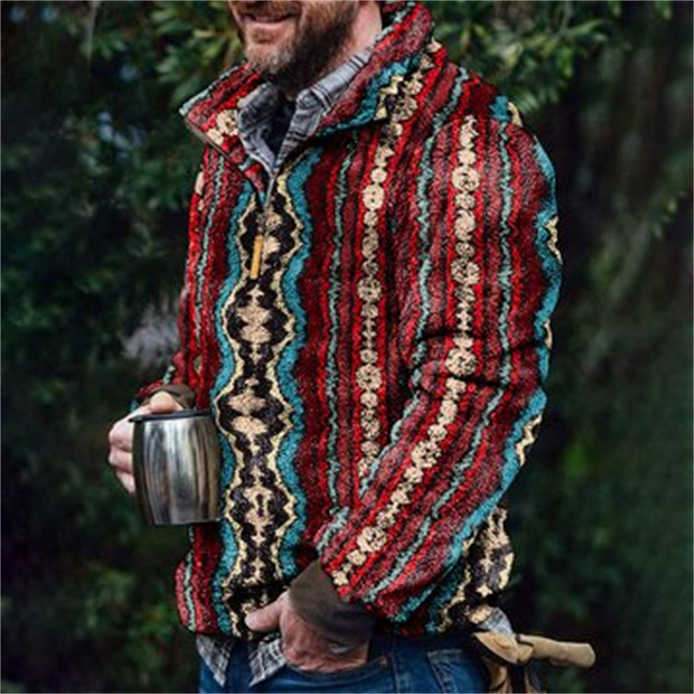 Autumn And Winter Casual Button Pocket Flannel Plush Men's Sweater