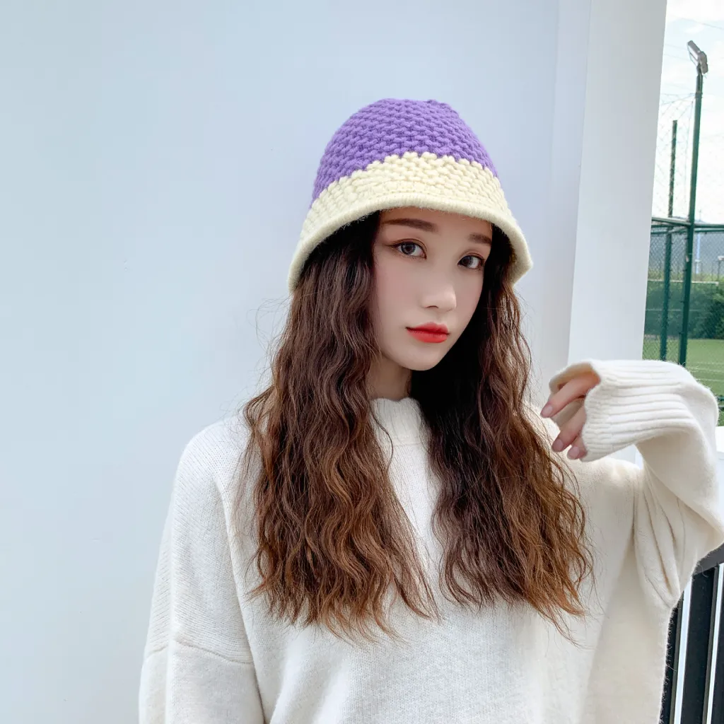 Women's Niche Designer Bucket Wool Hat - Purple
