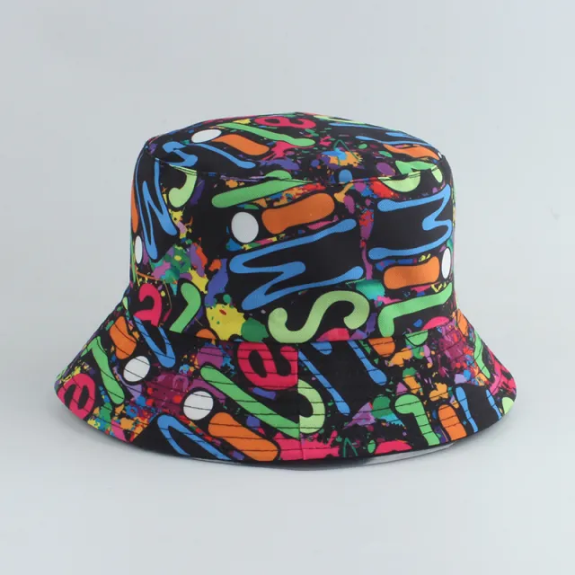 Printed Fisherman Hat Double sided Can Wear Colorful Triangle Basin Hat Green - Shop at LoveMi