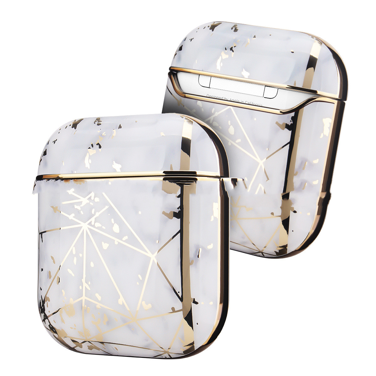 Compatible with Apple, Electroplating Gold Hard Shell White Marble Earphone Cover Is Suitable - Image 9