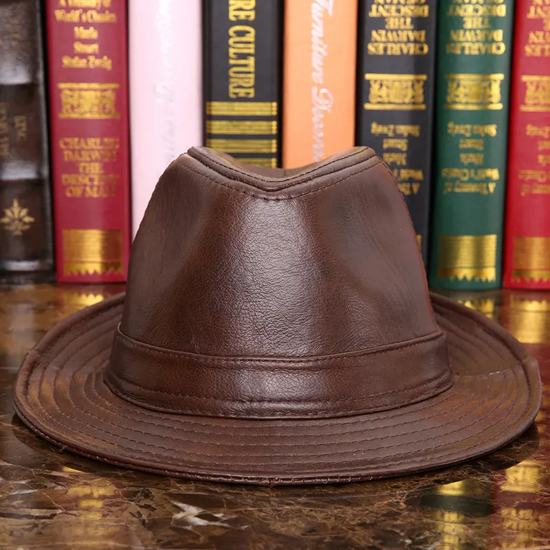 Men's and Women's Cowhide Hats with Big Eaves on