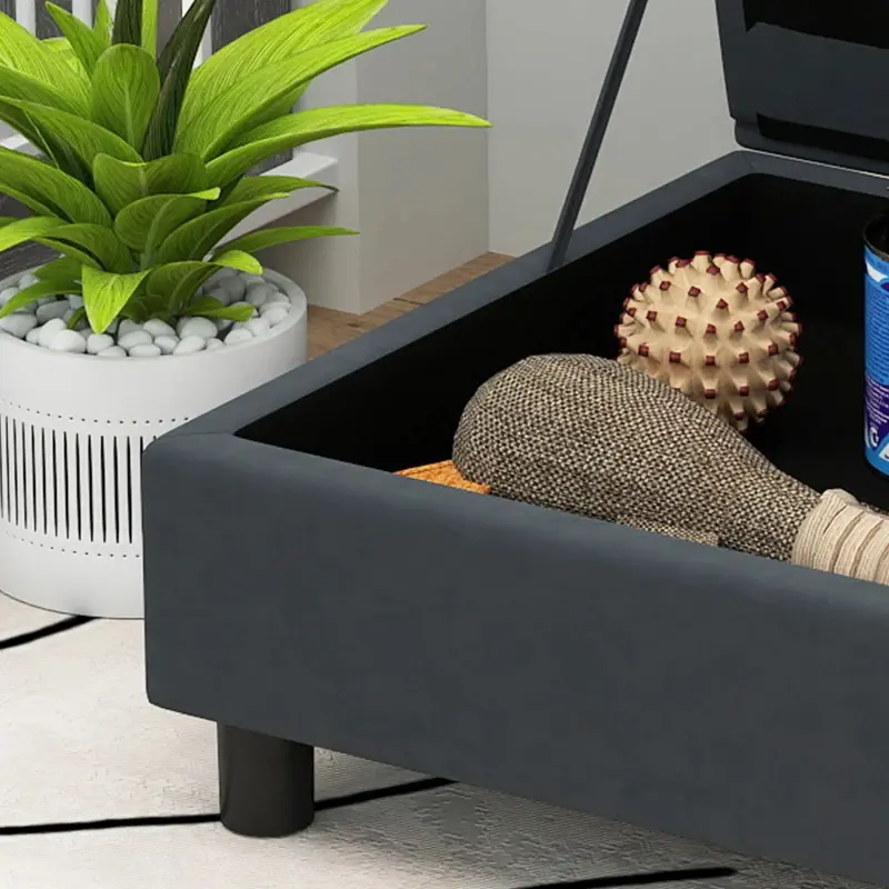 PawHut Pet Sofa Bed Couch With Storage, Pet Sofa For Cats And Small Dogs, Dark Gray