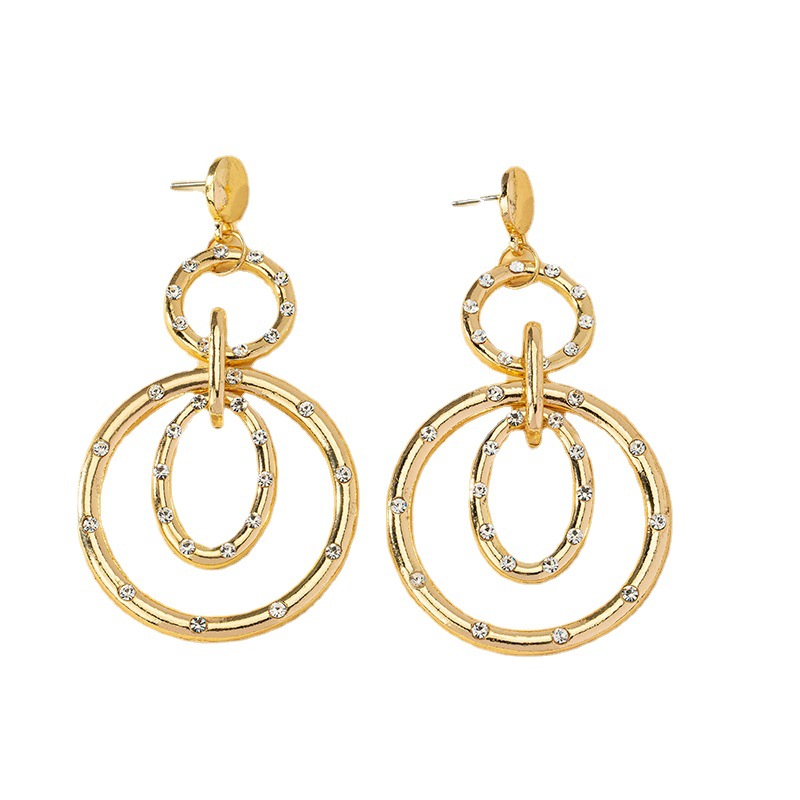 Diamond Round Ring Earrings Women's European And American Style