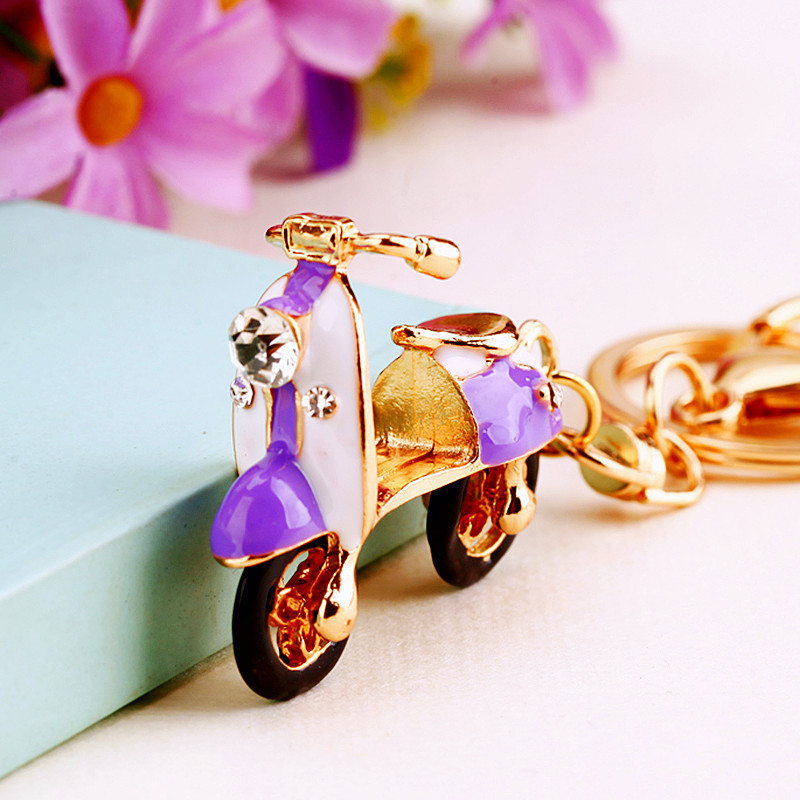 Creative Water Drill Electric Bicycle Car Key Ring Purple - Shop at LoveMi