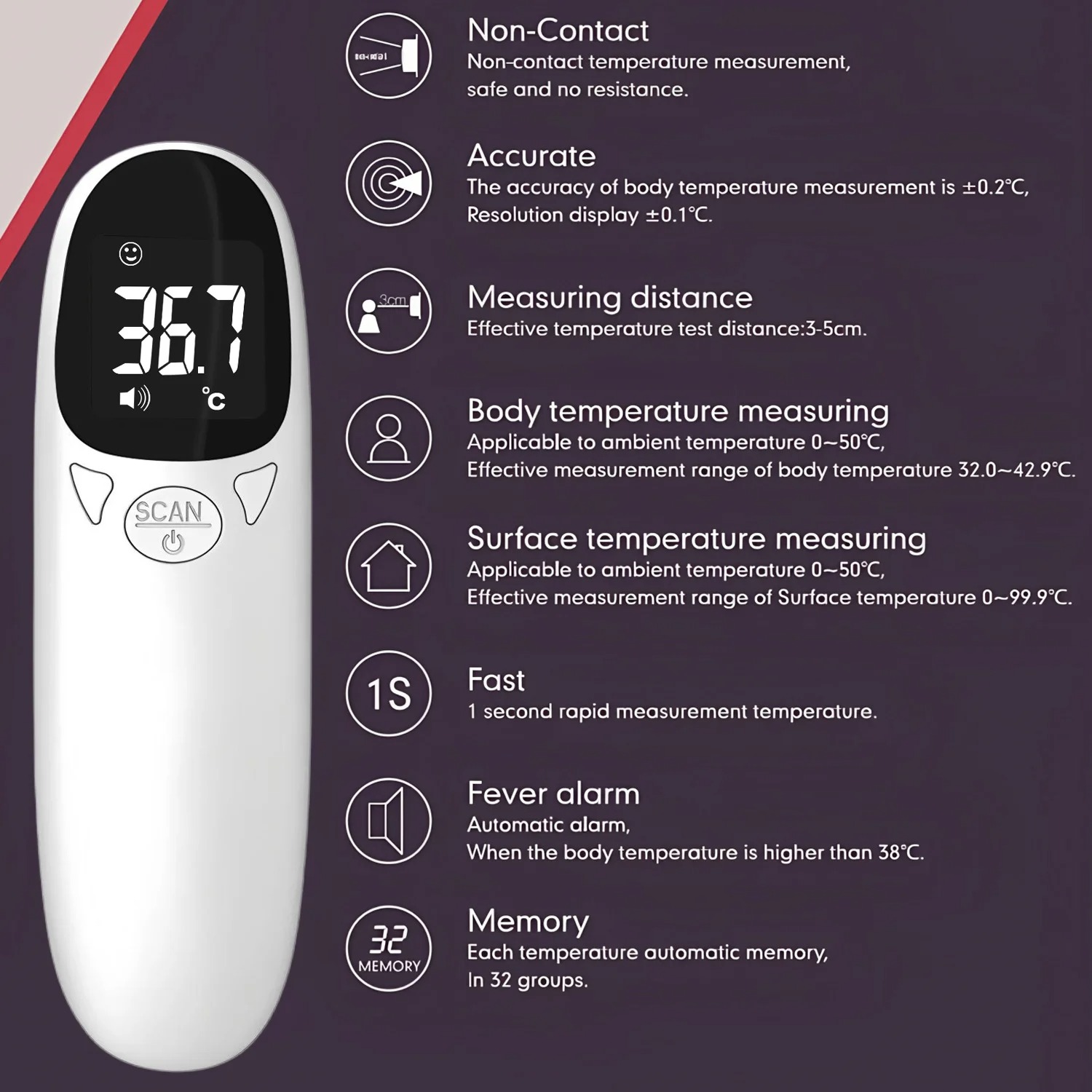 Medical Body Thermometer Multi Function Temperature Meter Home Non-contact For Child  Fever Measure Tool Ear Thermograph