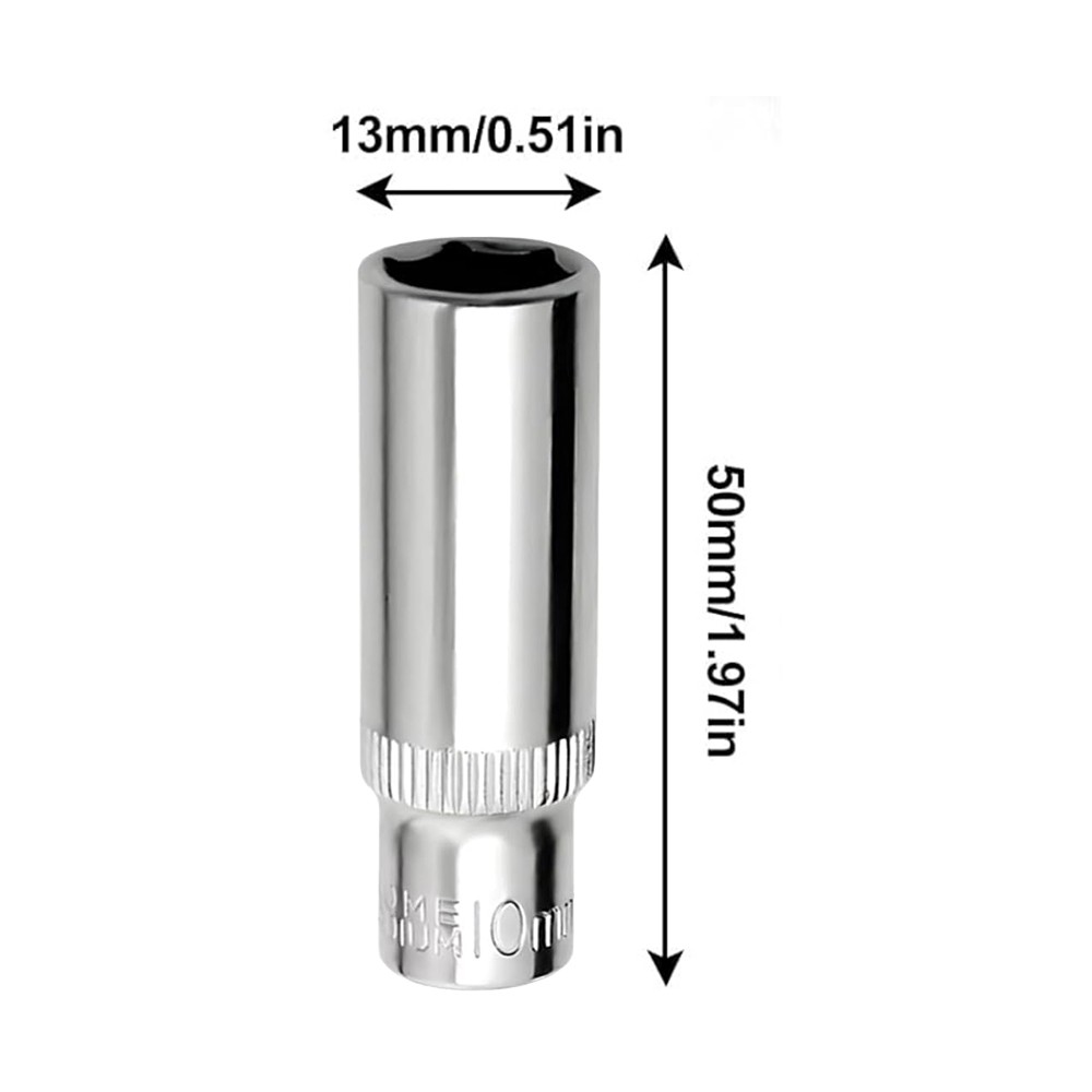 4Pc DEEP SOCKET SET CHROME PLATED METRIC 10mm GARAGE RACK HOLDER — image 6