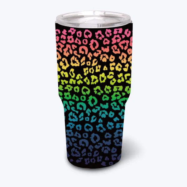 Stainless Steel Vacuum Insulation Car Ice Tyrant Cup Colorful Leopard Print - Shop at LoveMi