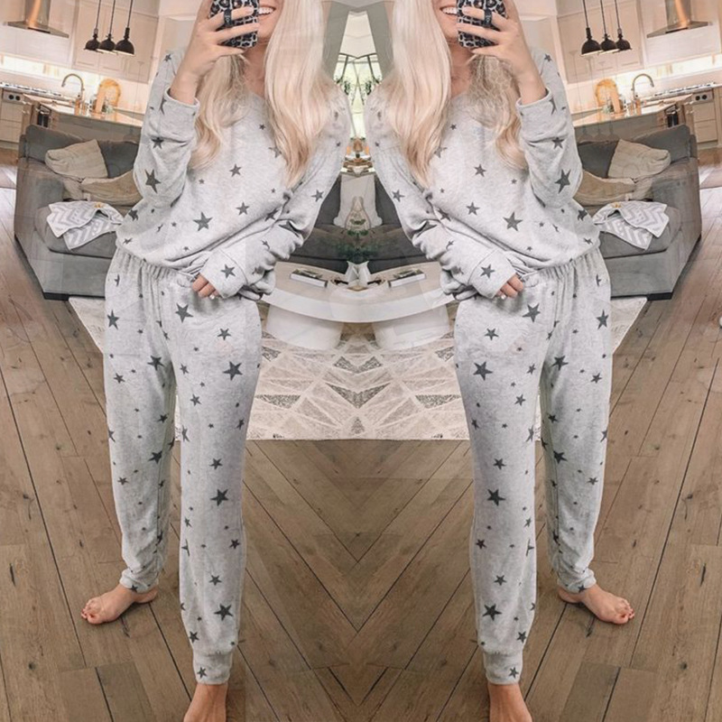 Five-Star Printing Long-Sleeved Casual Home Set