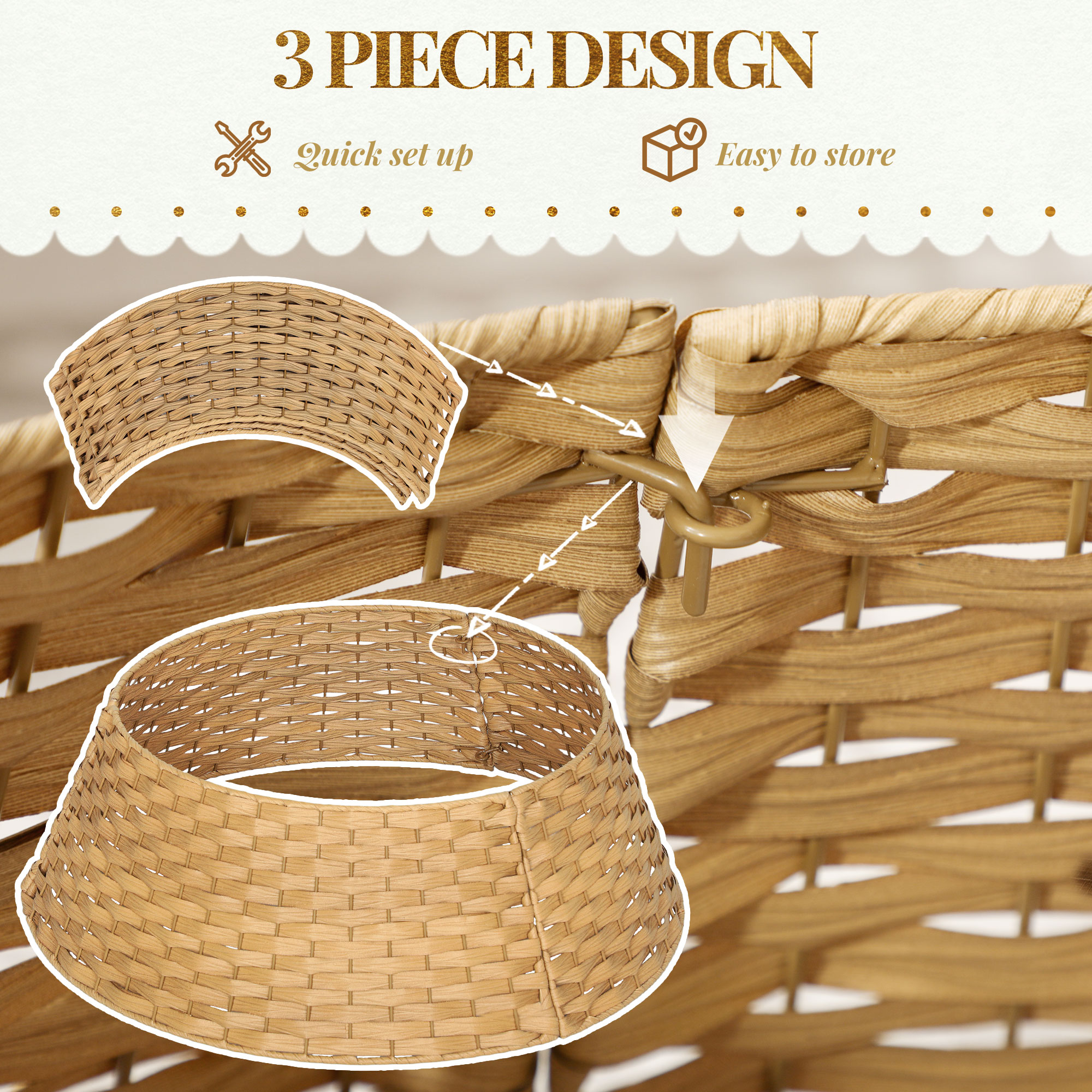 Natural,27 Inch Rustic Christmas Tree Skirt, Plastic Woven Christmas Tree Collar For Party, Holiday, Home Decoration Natural - Shop at LoveMi