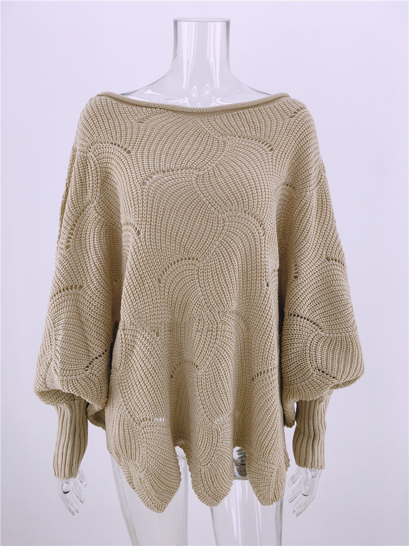 Title 7, Loose Solid Color Pullover Round Neck Knitted S...