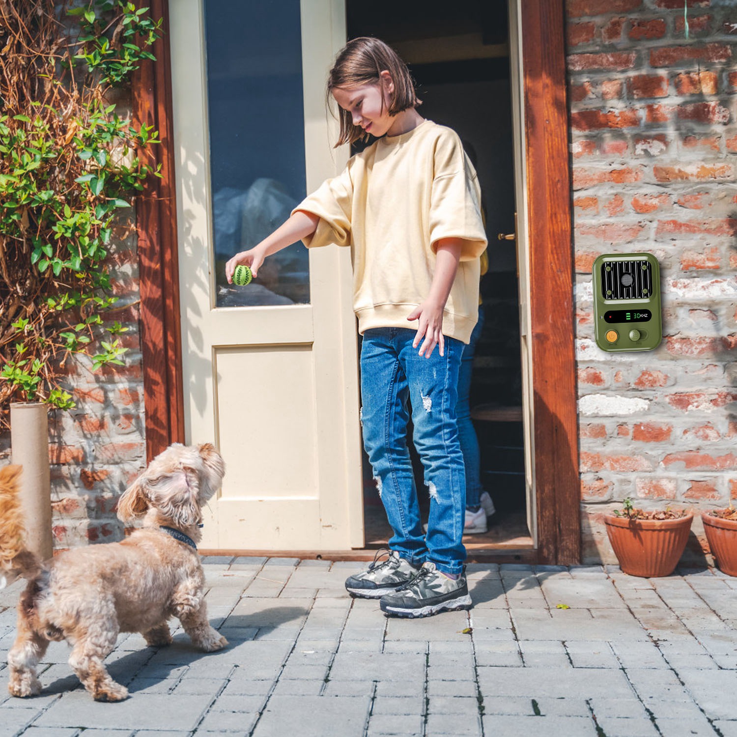 Black-Green Color Options -- 1Pc Ultrasonic Anti-Barking Device Rechargeable Auto Dog Bark Control Deterrent Box Training Device IPX4 Waterproof With 3 Frequency Max 32.8Feet Sensing Distance
