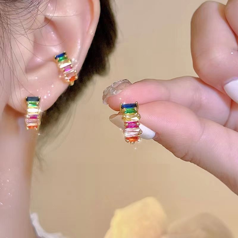 Title 2, Colorful Zircon Earrings Affordable Luxury Styl...