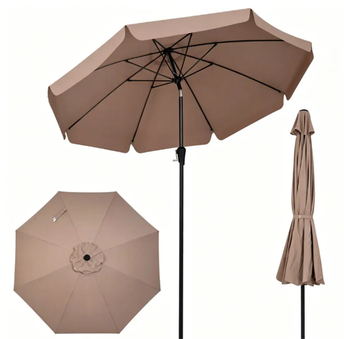 Brown 10ft Scalloped Patio Umbrella
