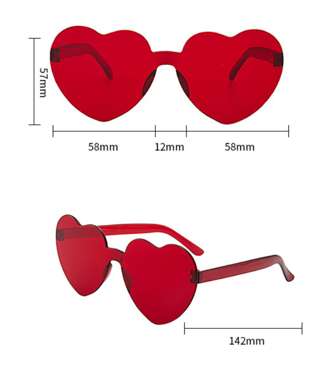 Title 1, Love Heart Shape Jelly Color Rimless Eyeglasses