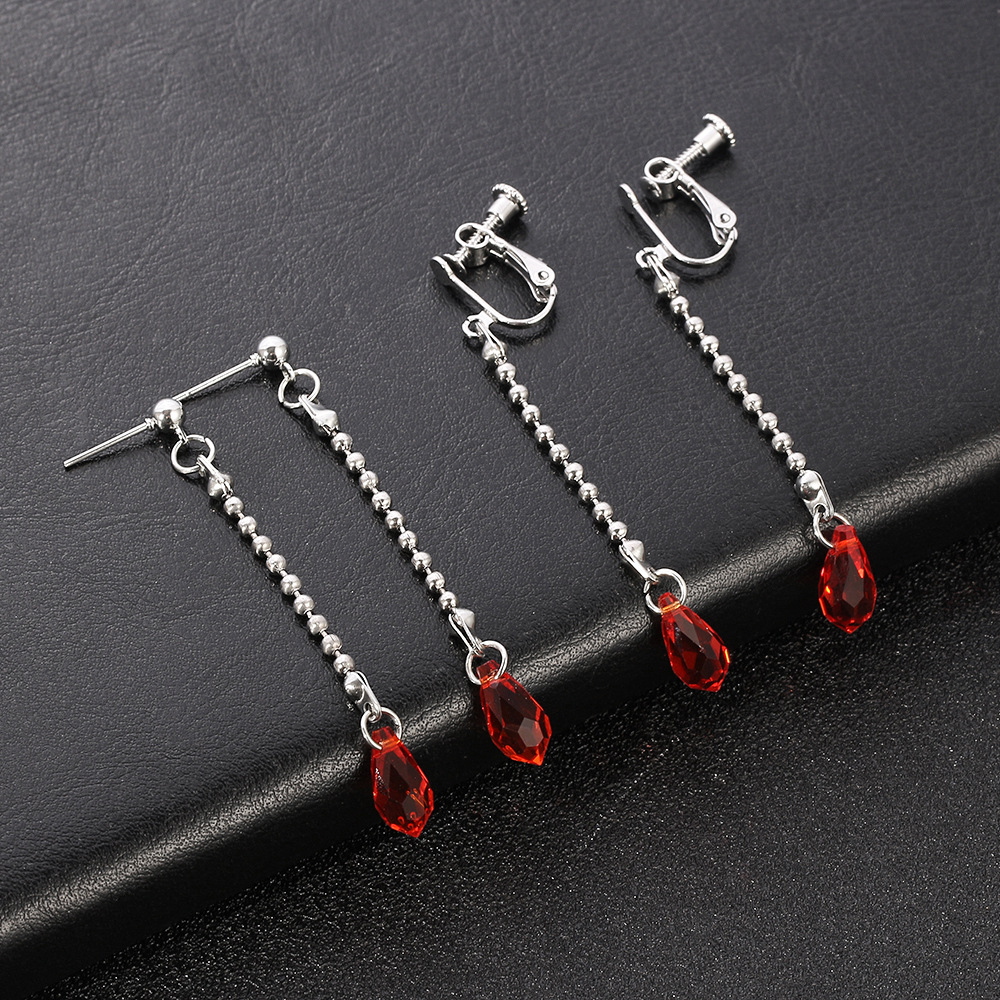 Zinc Alloy Long Tassel Drop Stud Earrings
