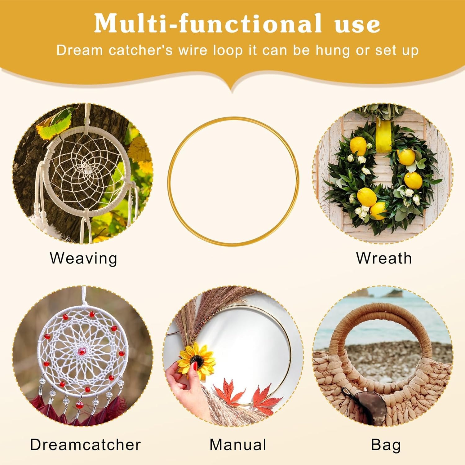 16 Metal Craft Rings, 10cm, Wire Macrame Round Dreamcatcher Wreath Frames — image 8