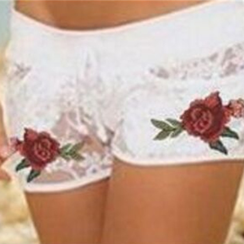 Women's Fashionable Embroidered Rose Shorts — image 1
