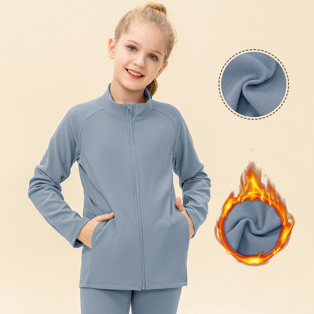 Kids' Warm Yoga Suit Zipper Running — foto 3