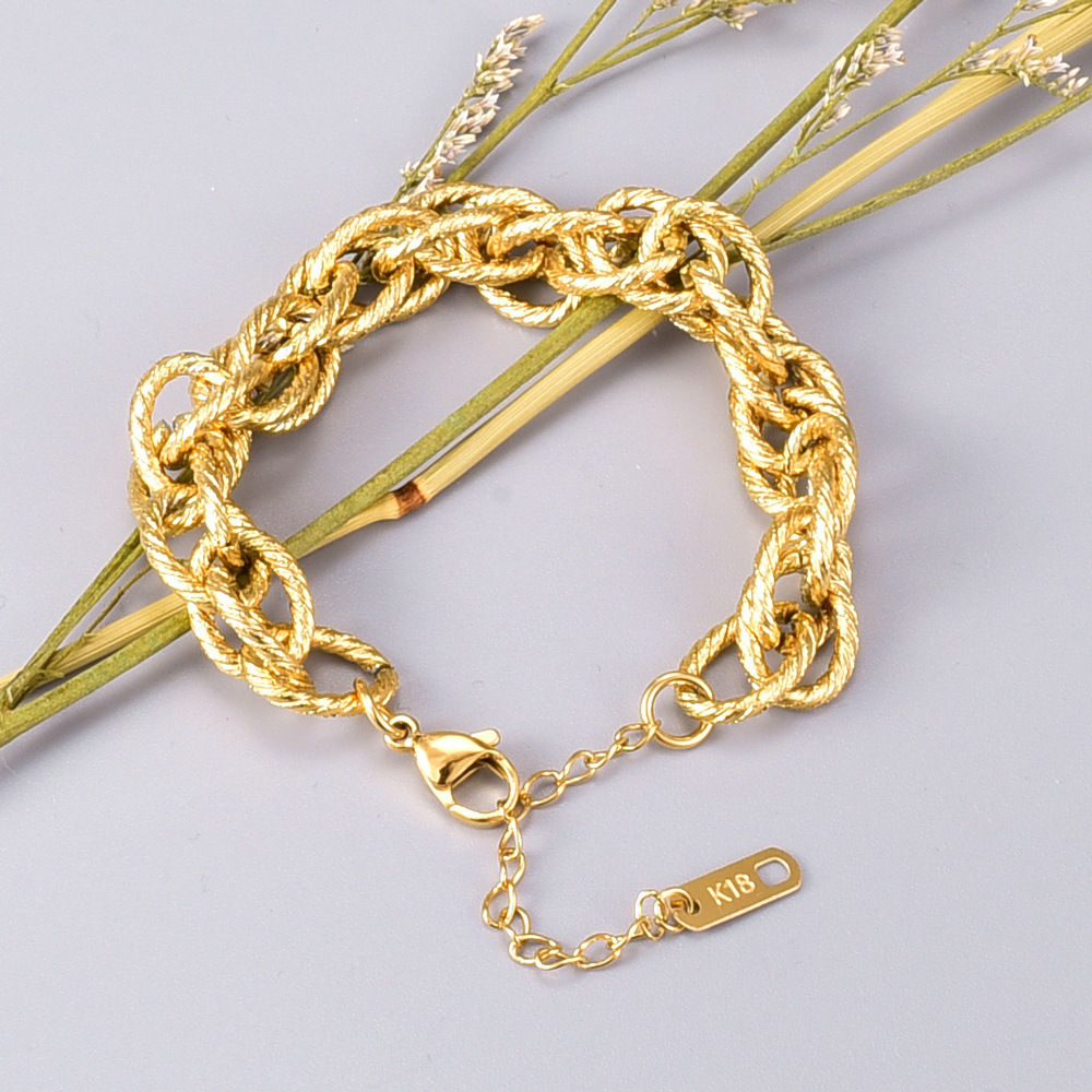 Ladies Golden Double Layer Twist Bracelet