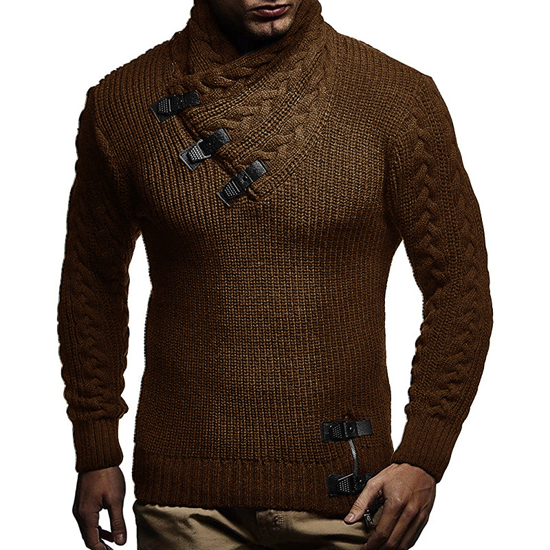 New Men's Turtleneck Sweater Solid Color Long Sleeve