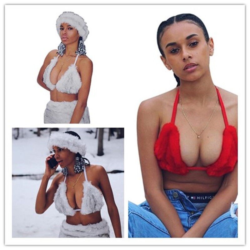 Lace-up Big Rabbit Fur Fashion Warm Women's Blouse