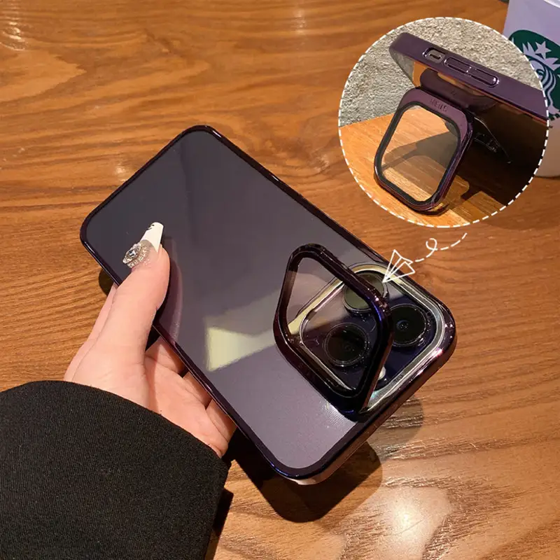 Electroplated Protective Lens Invisible Bracket Phone Case