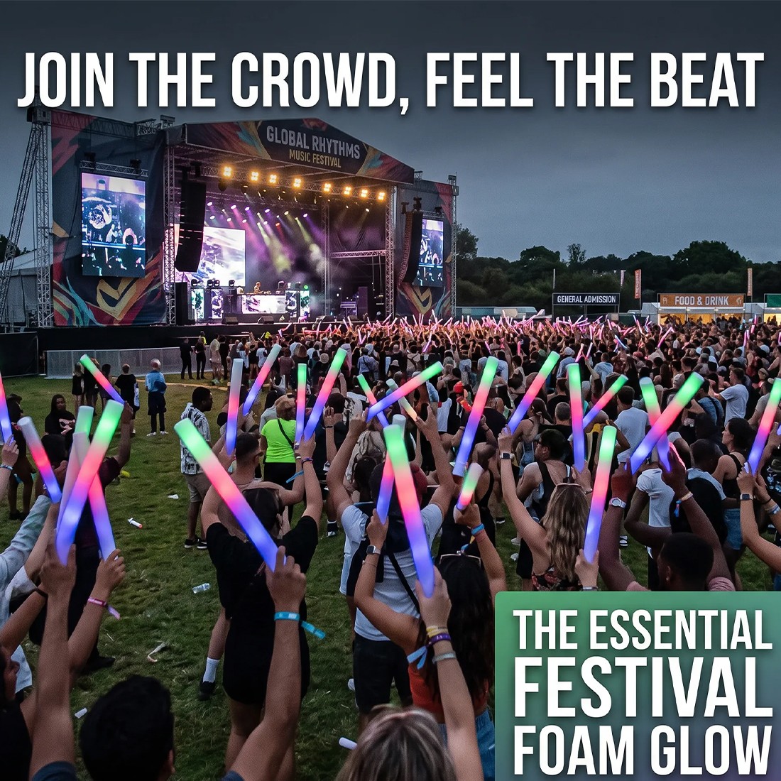 80pcs LED Foam Glow Sticks Party Wedding Flashing LED Light Stick Light-up Wand