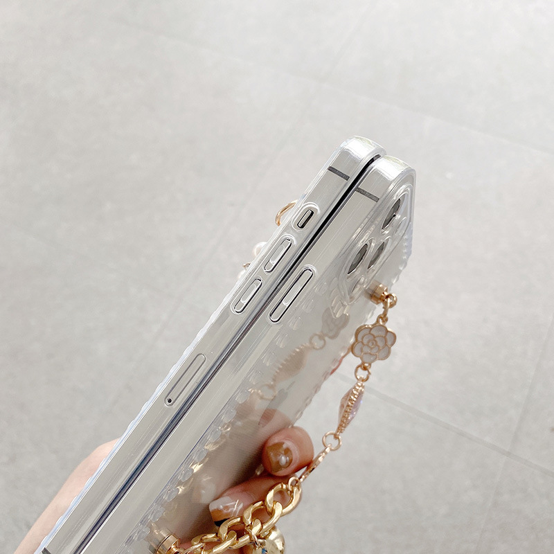 Soft Case Women Pearl Wrist Strap Phone Case - Image 4