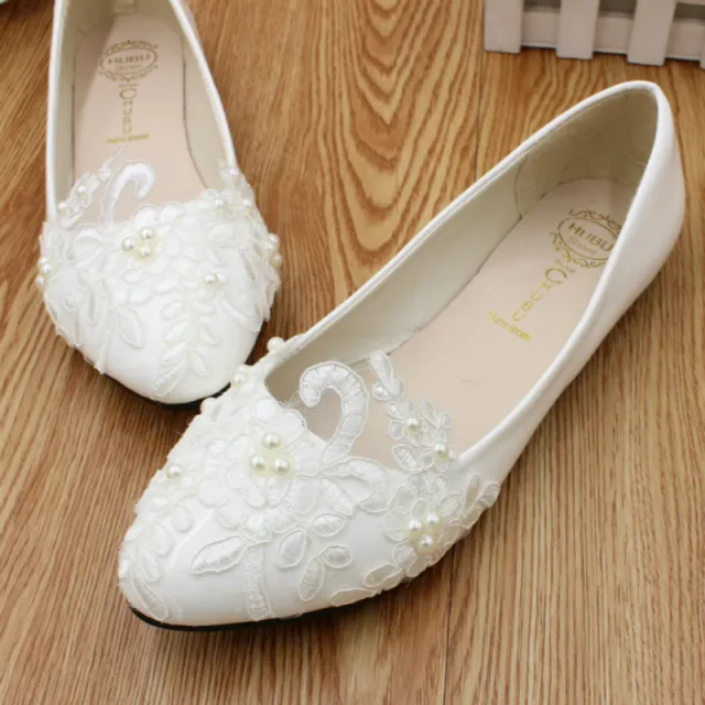 Flat Wedding White Bridal Dress Bridesmaid Shoes White - Shop at LoveMi
