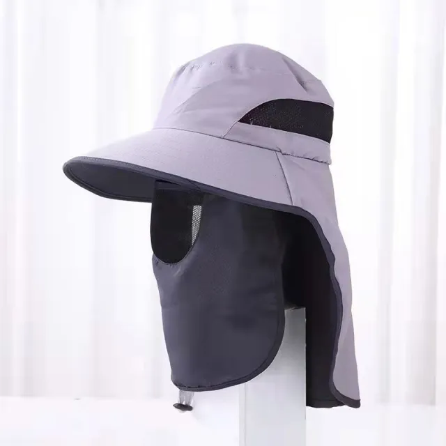 Outdoor UV Protection Fisherman Sunscreen Hat Cover Face Light Grey - Shop at LoveMi