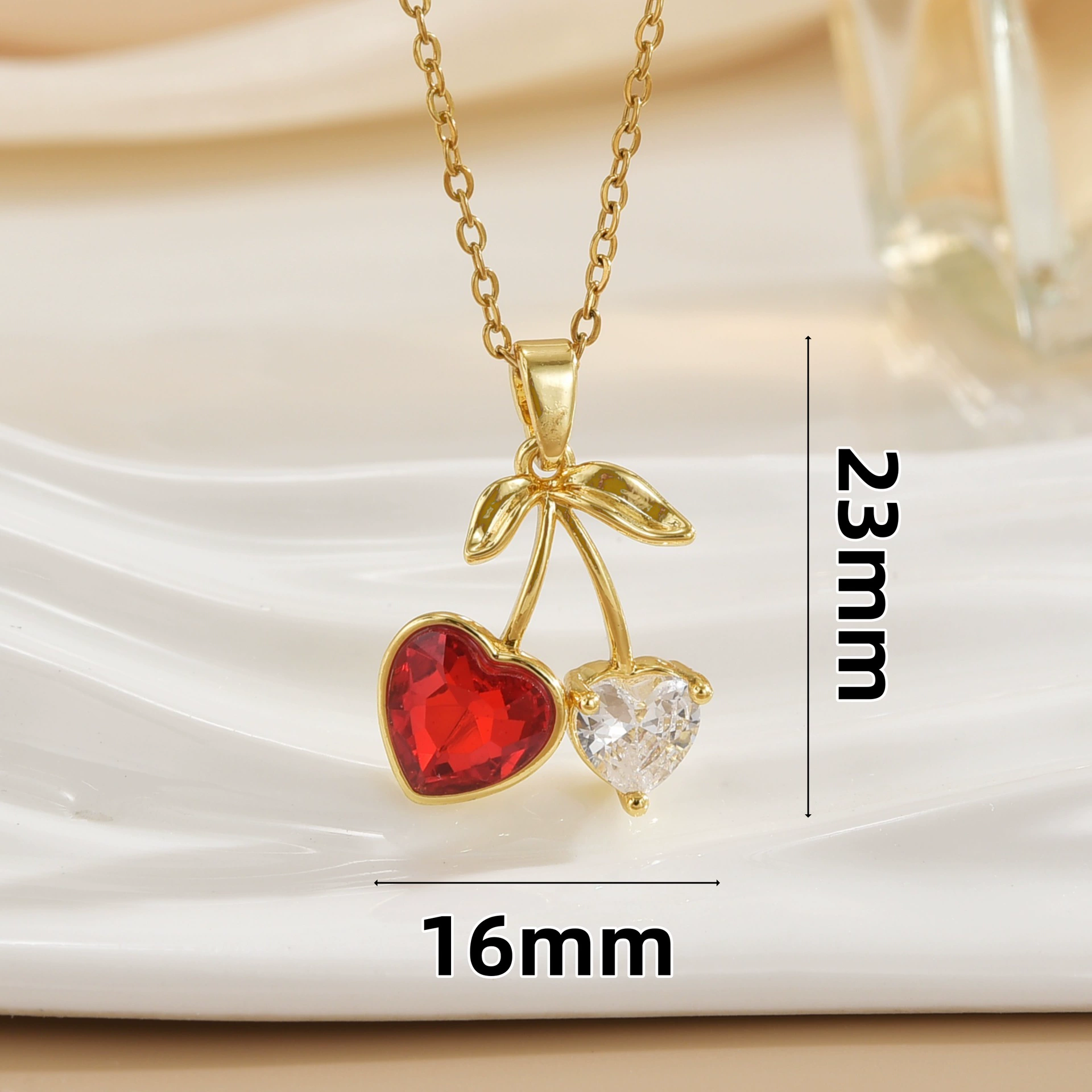 Women's Cherry Necklace Does Not Fade High-end Pendant Versatile Clavicle Chain - Image 3