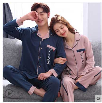 Title 5, Couple pajamas long sleeve pure cotton