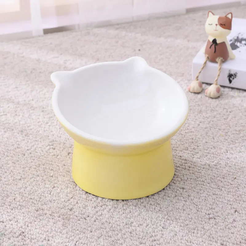 Ceramic Cat Bowl Anti Overturn Slanted Mouth