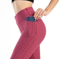 Fitness Yoga Pants Women Leggings With Pocket Running Sports - Bean Paste - View 1