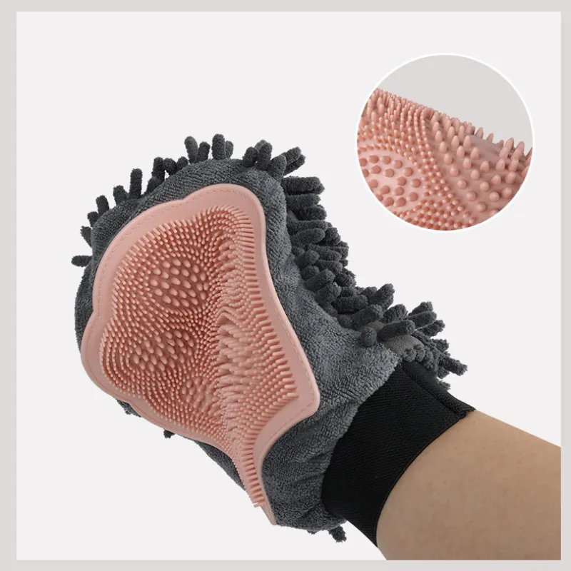 Pet Bathing Brush 2-in-1 Grooming Glove Elegant Dog Grooming Tool For Brushing, Massaging, And Drying Pet Grooming Kit For Dog Cat 2-Sided Bathing Brush Cleaning Massage Glove – image 6