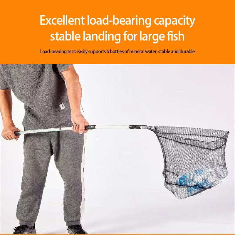 Foldable Landing Net Aluminum Alloy Frame Fishing Replacement Triangular Fishing For Easy Catches Portable Net Corrosions Resistant For Outdoor Activity