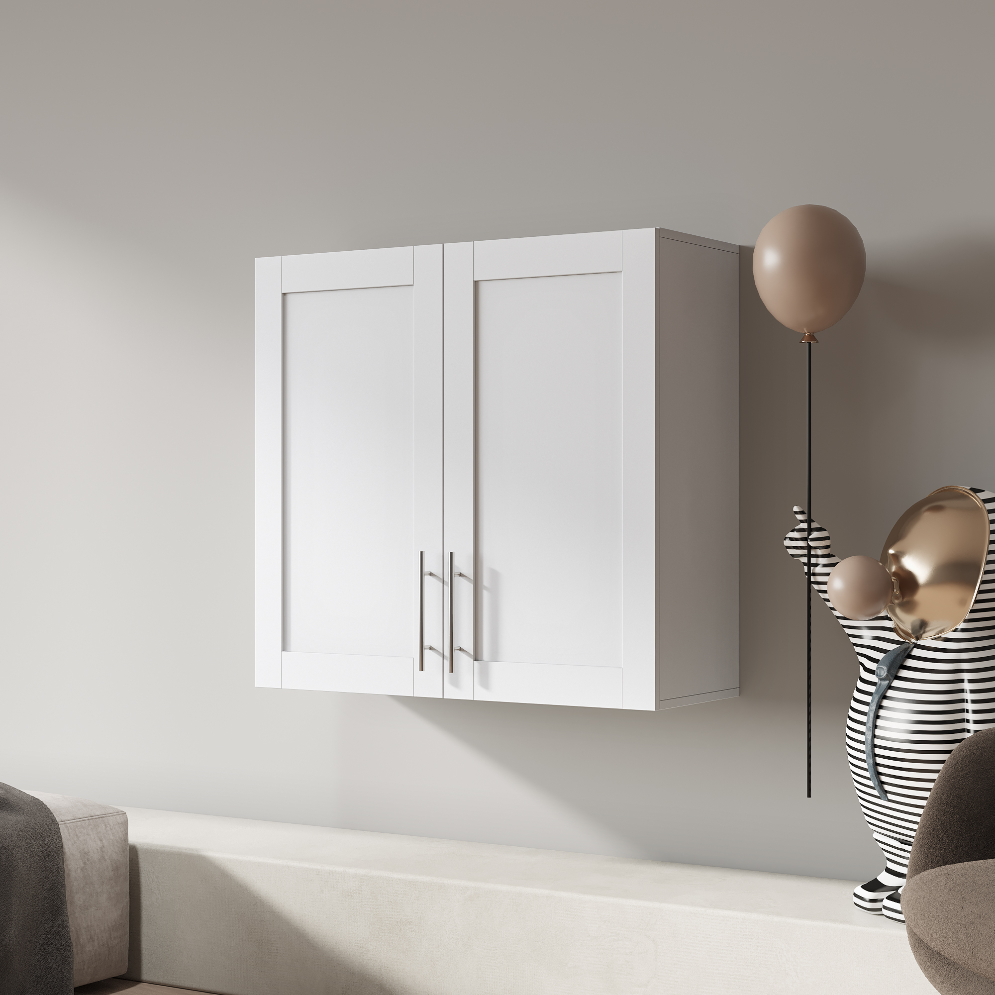 Wall Mounted Storage Cabinet Stackable Wooden Side Cabinet