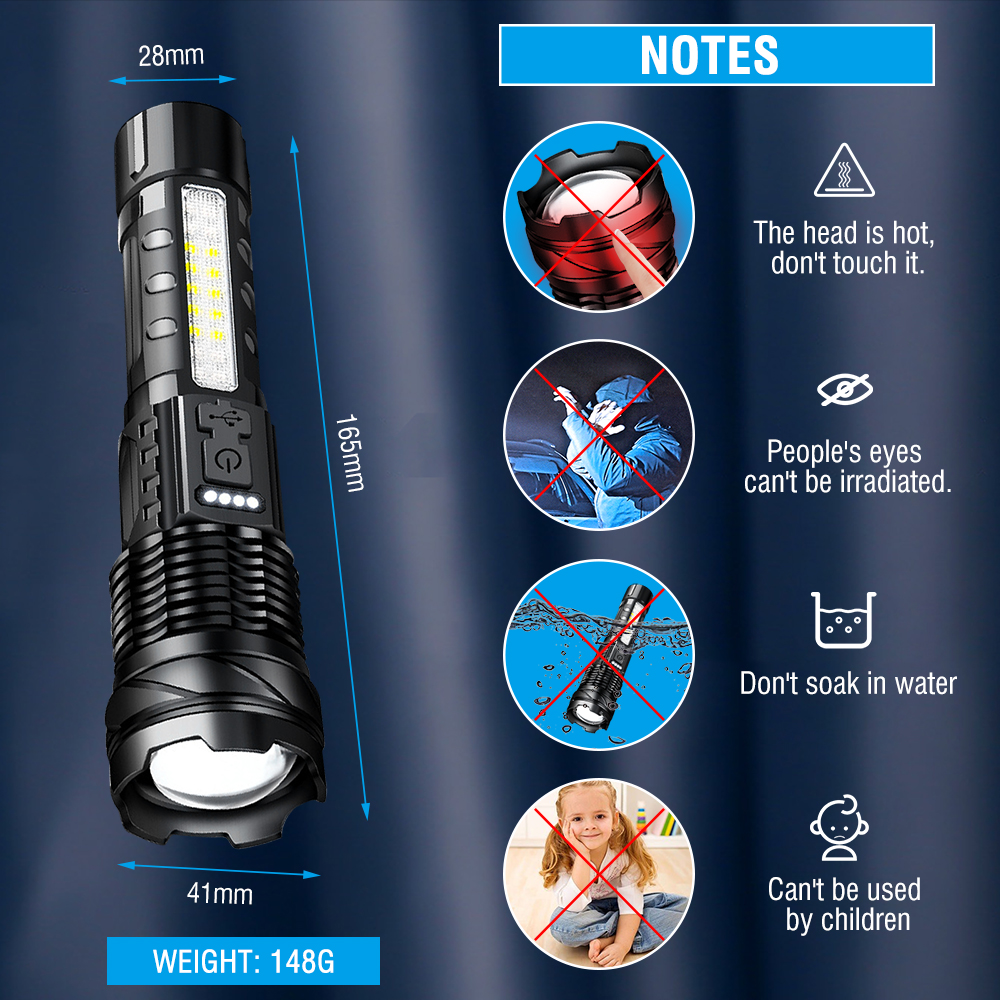 LED Flashlight Floodlight USB Rechargeable Torch Camping Light Battery Lamp — image 3