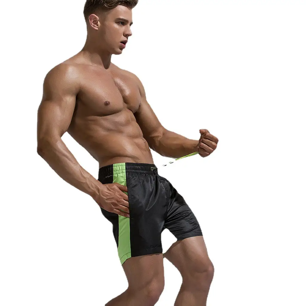 Colorblock Sports Running Shorts, Seaside Quick-drying Five-point Beach Shorts