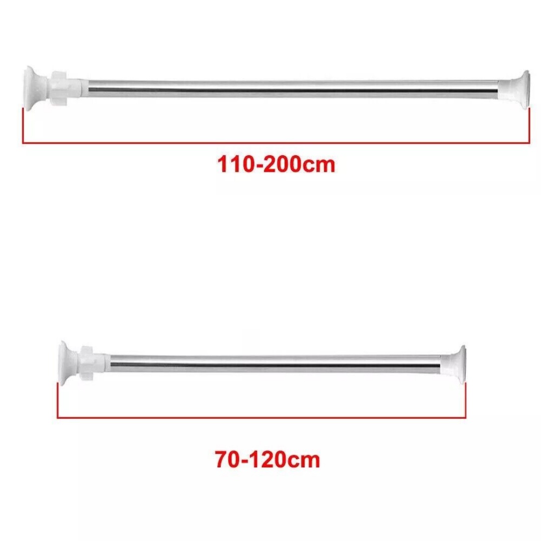 Heavy Duty Extendable Telescopic Shower Curtain Pole Rail Rod Bath Door — image 10